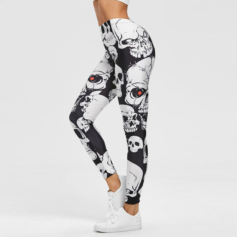 Skull Print High Waist Leggings