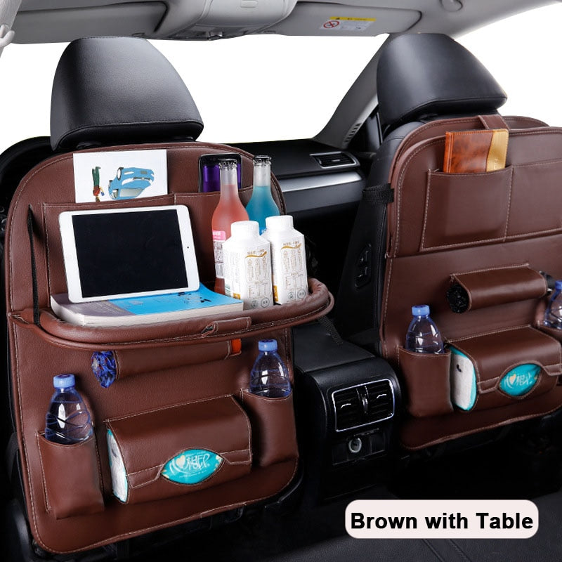 Car Seat Back Organizer Pu Leather Pad Bag