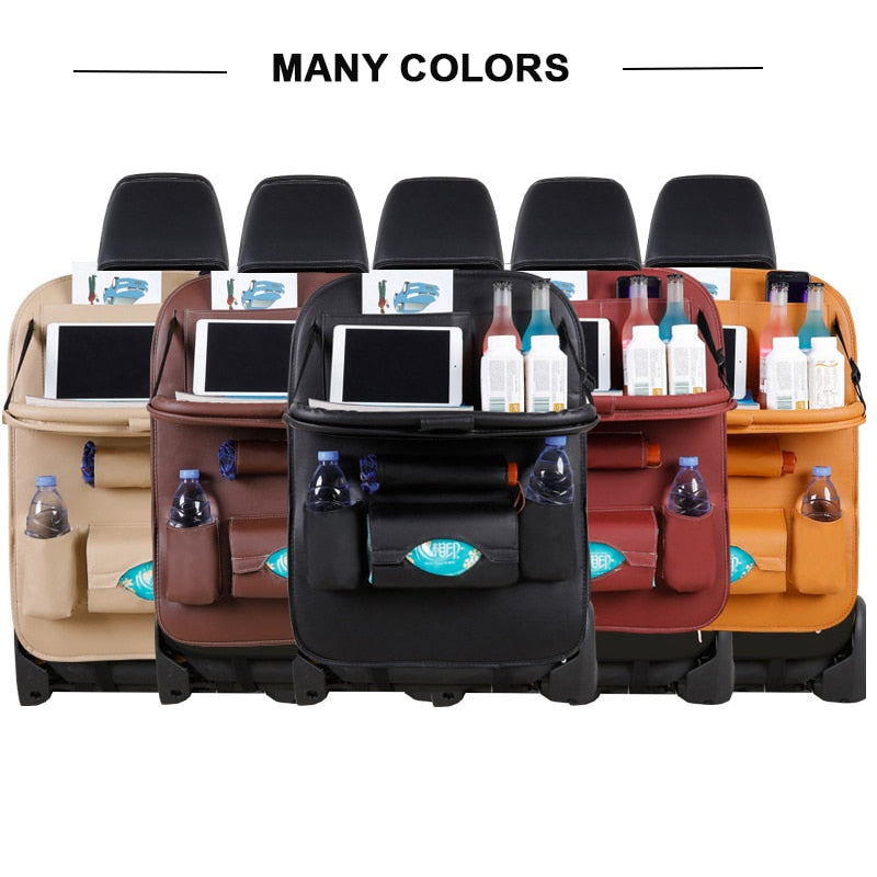 Car Seat Back Organizer Pu Leather Pad Bag