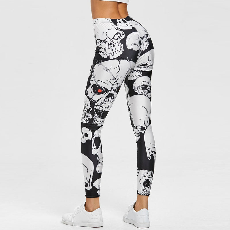 Skull Print High Waist Leggings