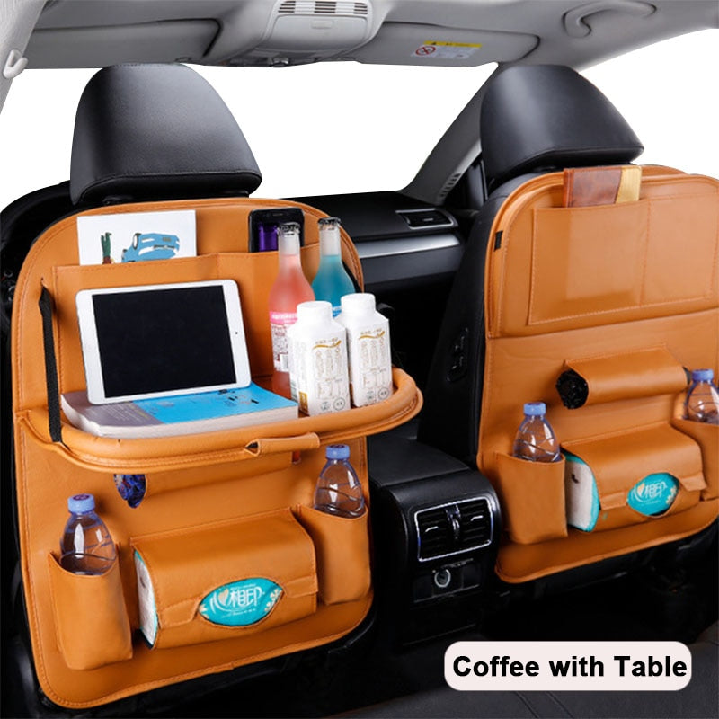 Car Seat Back Organizer Pu Leather Pad Bag