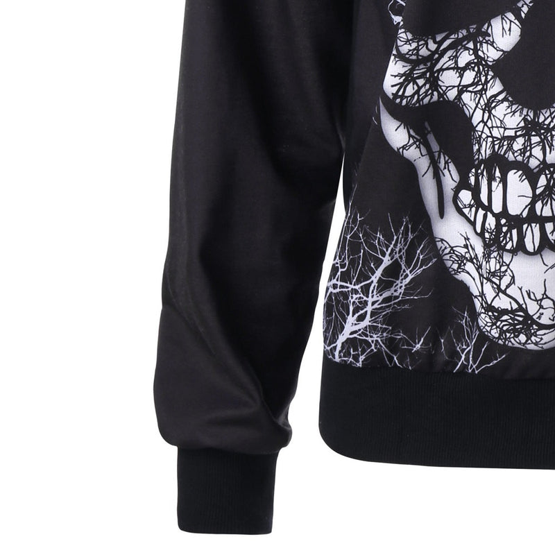 Neck Skull Print Halloween Sweatshirt