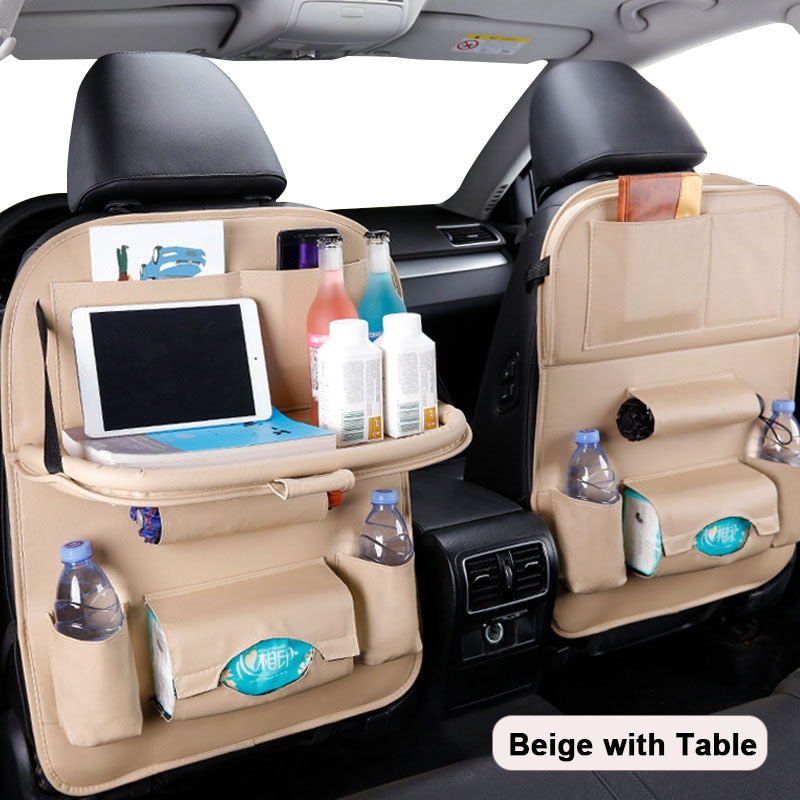 Car Seat Back Organizer Pu Leather Pad Bag