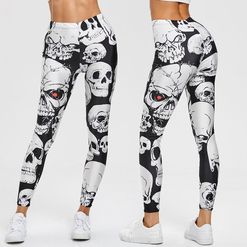 Skull Print High Waist Leggings