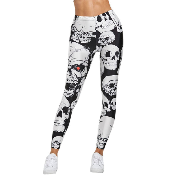 Skull Print High Waist Leggings