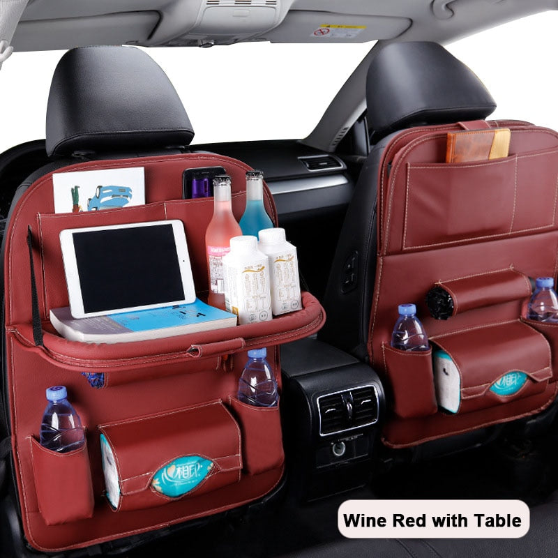 Car Seat Back Organizer Pu Leather Pad Bag