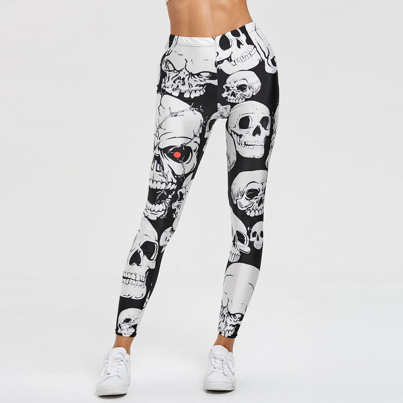 Skull Print High Waist Leggings