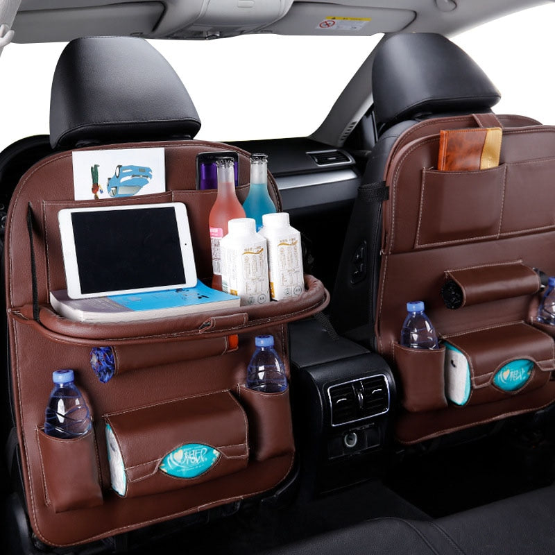 Car Seat Back Organizer Pu Leather Pad Bag