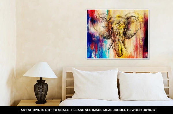 Canvas Elephant With Floral Ornament