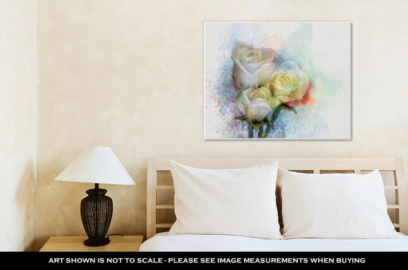 Canvas Flowers Painting White Roses