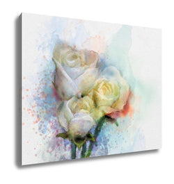 Canvas Flowers Painting White Roses