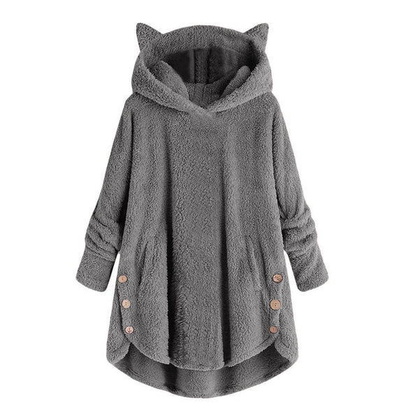 Women Fluffy Coat Winter Loose Hoodie