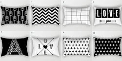 Black White Geometric Pillow Cover