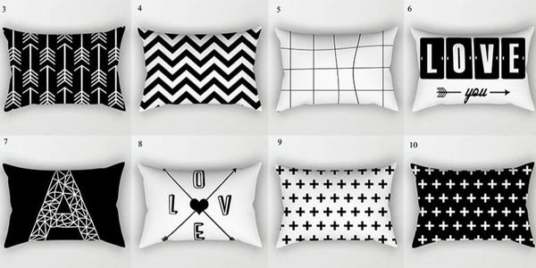 Black White Geometric Pillow Cover