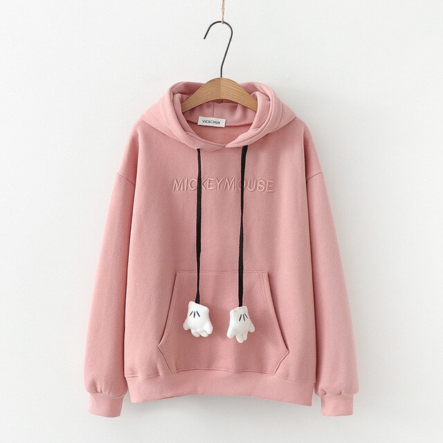 Solid Hooded Sweatshirt With Ears On Hood