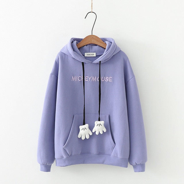 Solid Hooded Sweatshirt With Ears On Hood