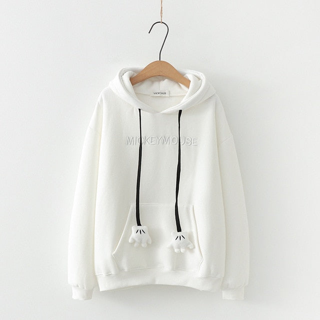 Solid Hooded Sweatshirt With Ears On Hood