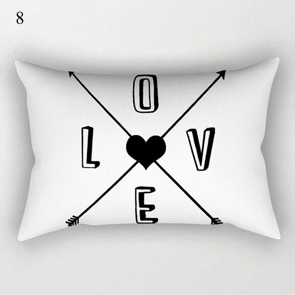 White LOVE Pillow Cover