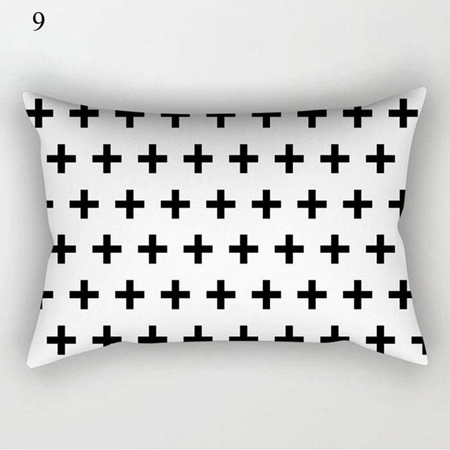 Black White Geometric Pillow Cover