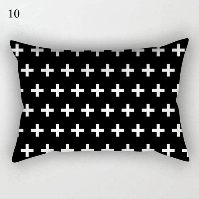 Black White Geometric Pillow Cover