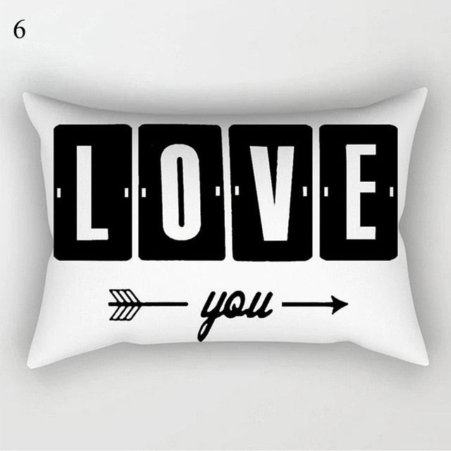 White LOVE Pillow Cover