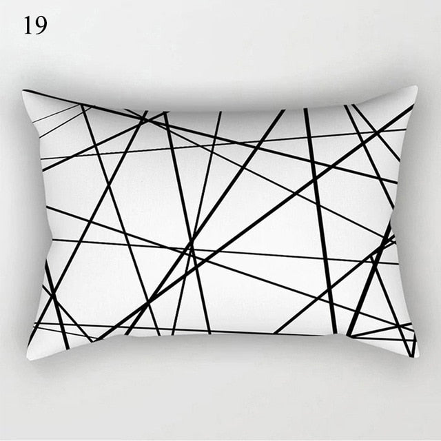 Black White Geometric Pillow Cover