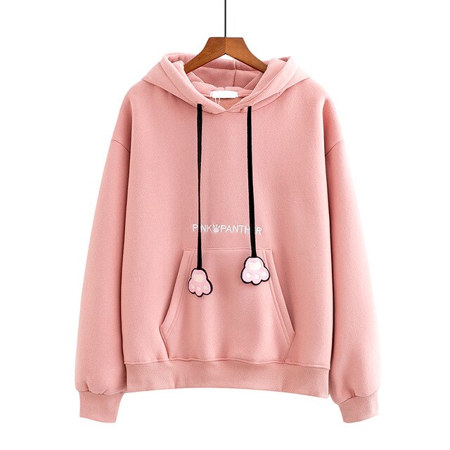 Solid Hooded Sweatshirt With Ears On Hood