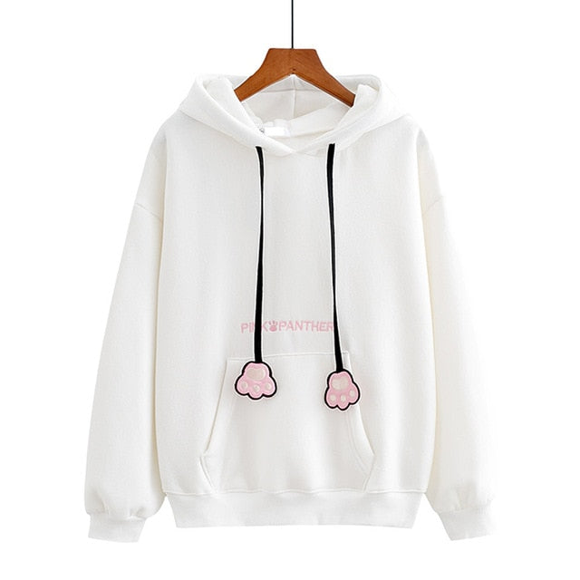 Solid Hooded Sweatshirt With Ears On Hood