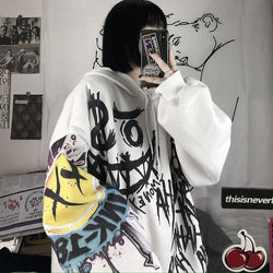 Casual Japan Cartoon Hip Hop Sweatshirts