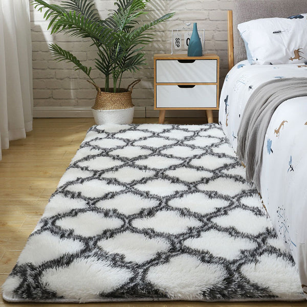 Fluffy Fur Tie Dye Carpets For Bedroom Decor