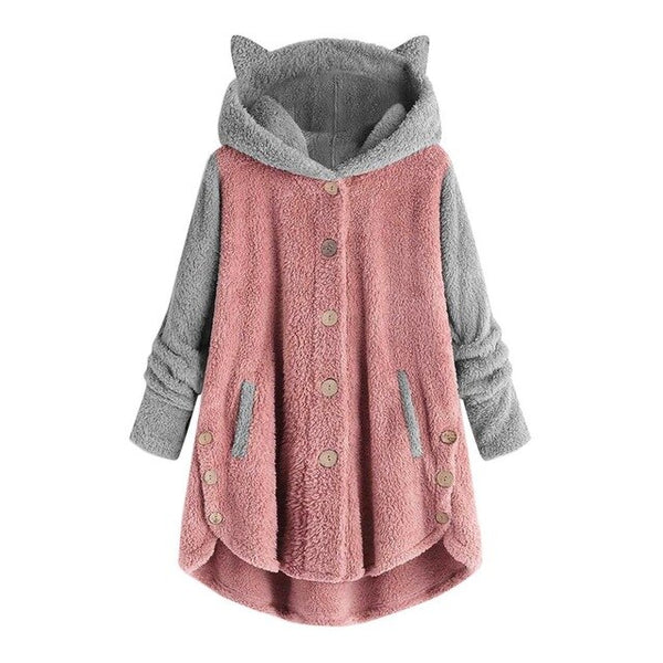 Women Fluffy Coat Winter Loose Hoodie