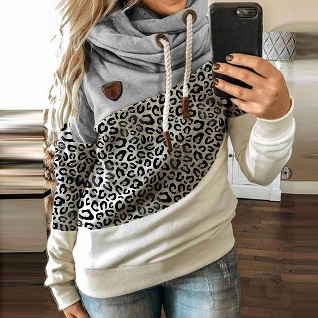 Gradient Print Patchwork Hooded Sweatshirt