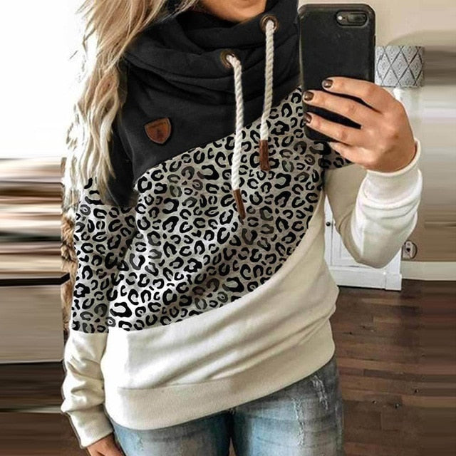 Gradient Print Patchwork Hooded Sweatshirt