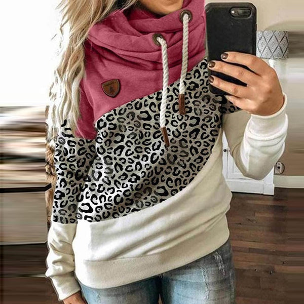 Gradient Print Patchwork Hooded Sweatshirt