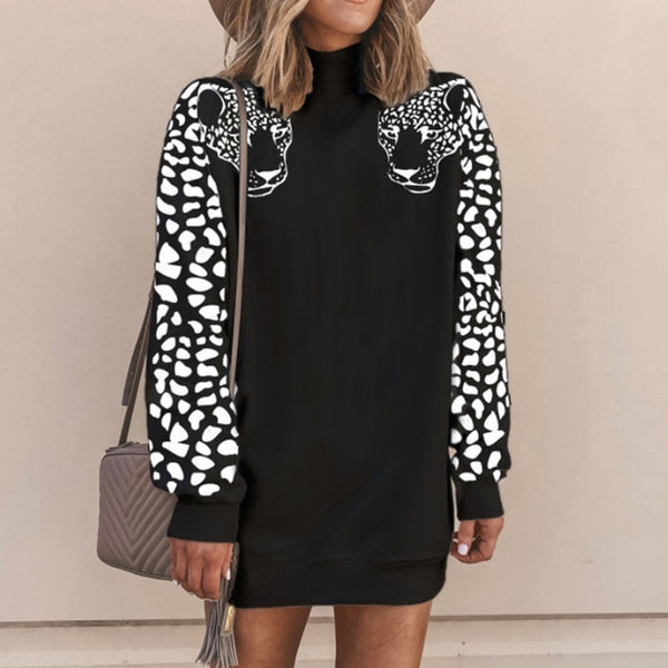 Leopard Print Long Sleeve Patchwork Sweatshirts