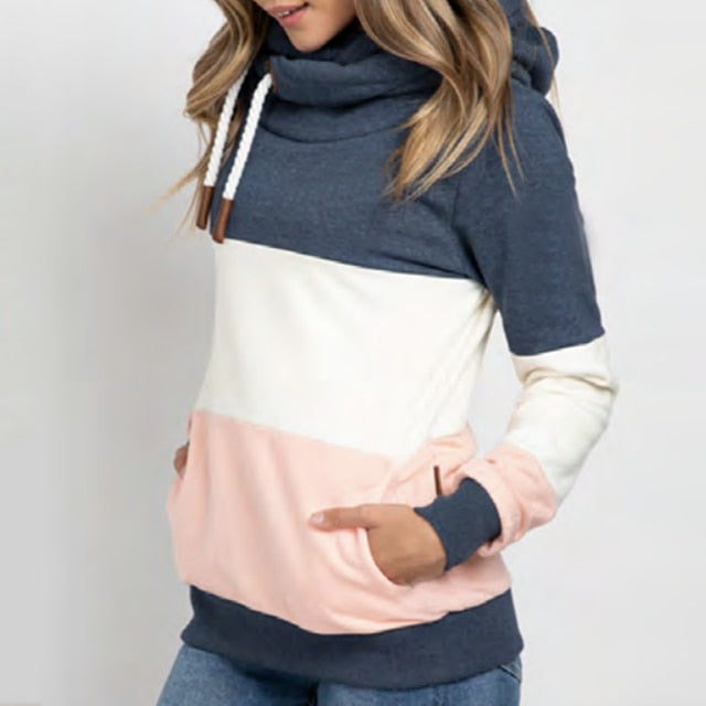 Gradient Print Patchwork Hooded Sweatshirt