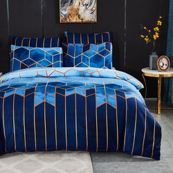 Geometric Plaid Gilt Duvet Cover Set