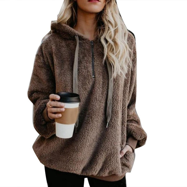 Hoodie Sweatshirt Plus Size Winter Solid Color