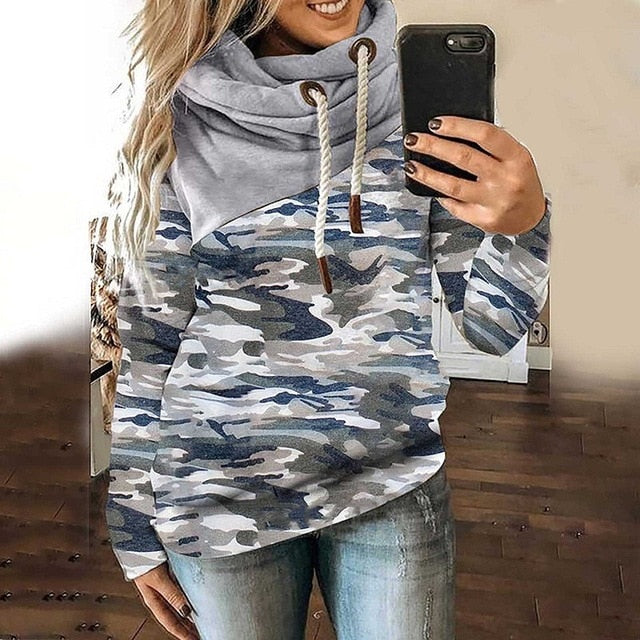 Gradient Print Patchwork Hooded Sweatshirt