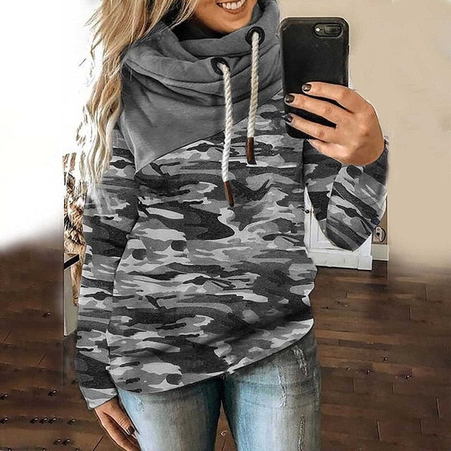 Gradient Print Patchwork Hooded Sweatshirt