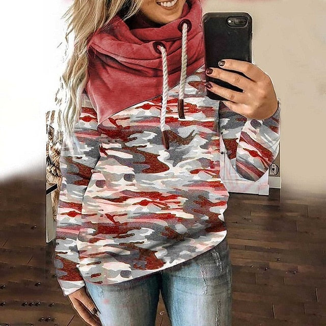 Gradient Print Patchwork Hooded Sweatshirt