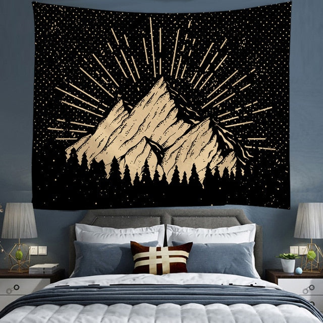 Line Mountain Moon Star Tapestry