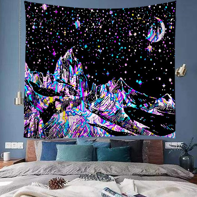 Line Mountain Moon Star Tapestry