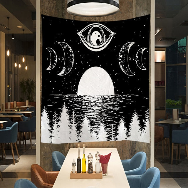 Line Mountain Moon Star Tapestry