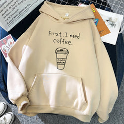 First I Need Coffee Letter Sweatshirt