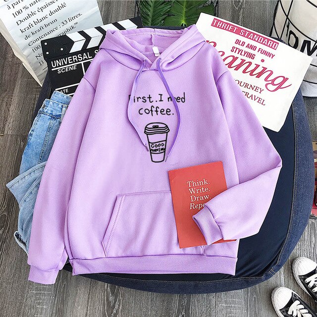 First I Need Coffee Letter Sweatshirt