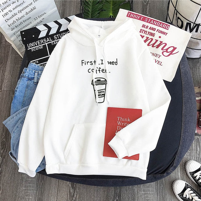 First I Need Coffee Letter Sweatshirt