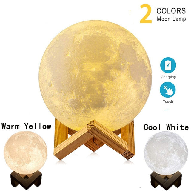 USB Rechargeable 3D Print Moon Lamp