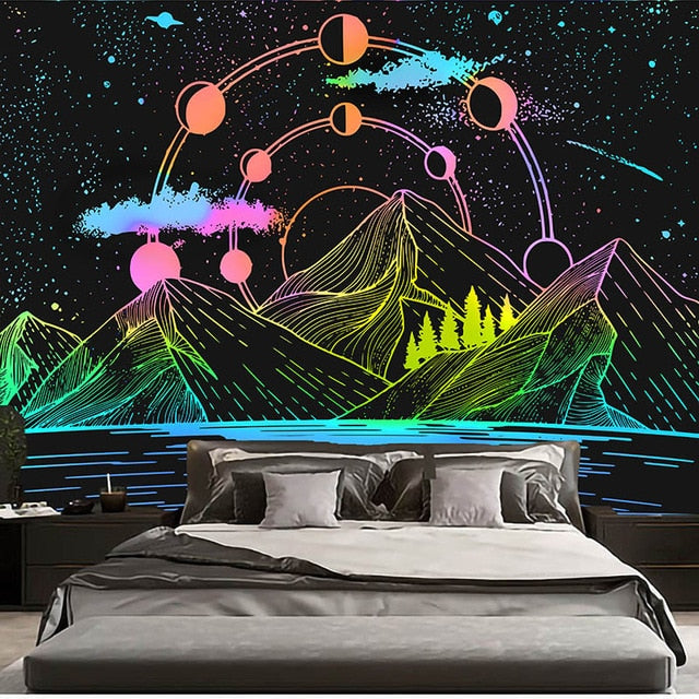 Line Mountain Moon Star Tapestry