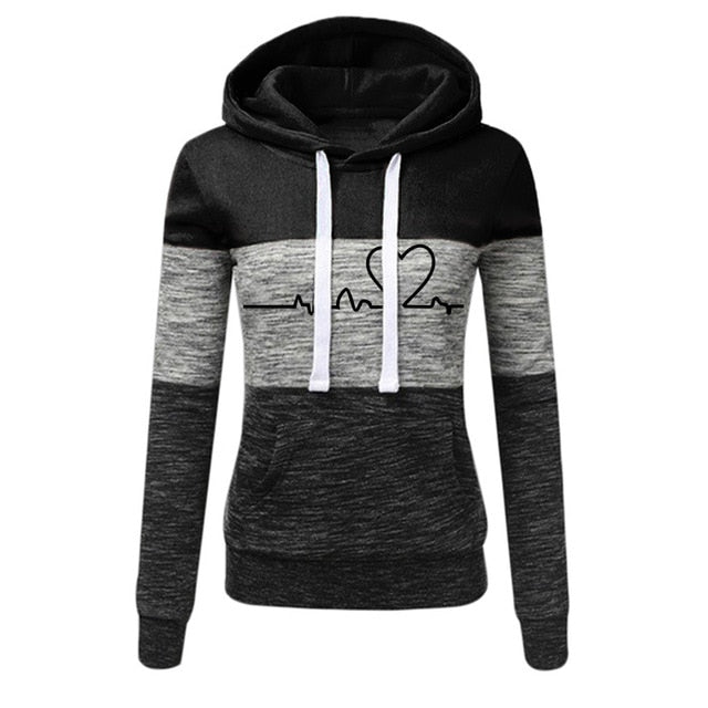 Hooded Pullover Casual Tops O-neck